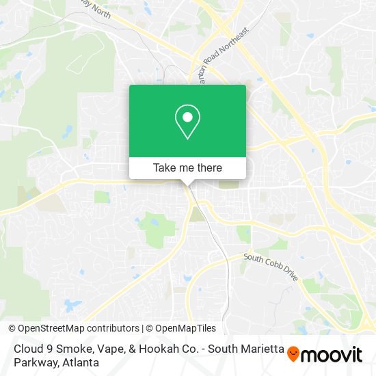 Mapa de Cloud 9 Smoke, Vape, & Hookah Co. - South Marietta Parkway