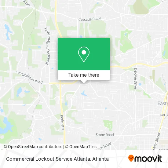 Mapa de Commercial Lockout Service Atlanta