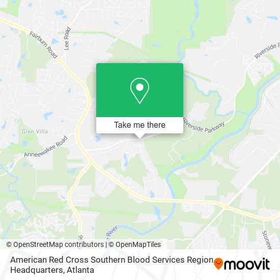 American Red Cross Southern Blood Services Region Headquarters map