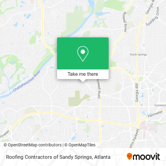 Roofing Contractors of Sandy Springs map