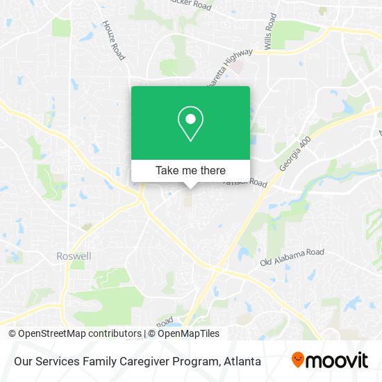 Mapa de Our Services Family Caregiver Program