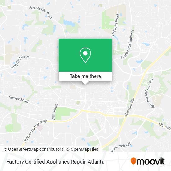 Mapa de Factory Certified Appliance Repair