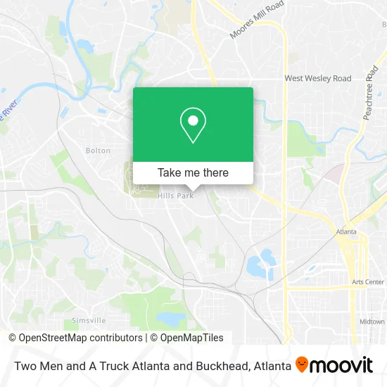 Two Men and A Truck Atlanta and Buckhead map