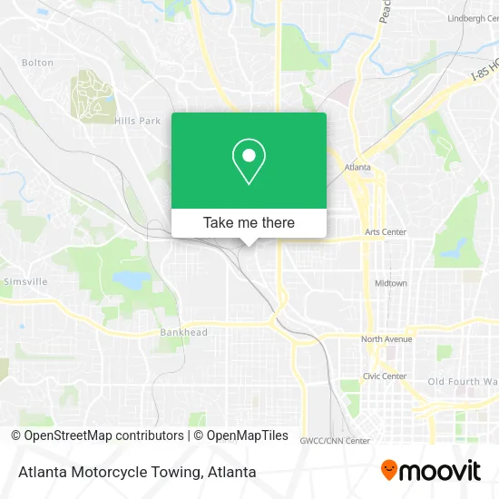 Mapa de Atlanta Motorcycle Towing
