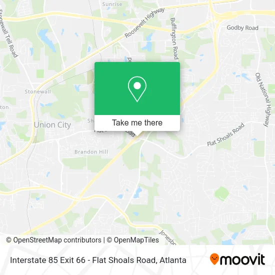 Mapa de Interstate 85 Exit 66 - Flat Shoals Road
