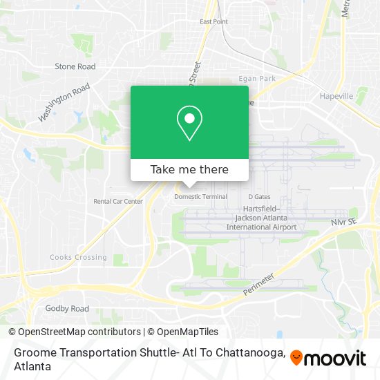 Mapa de Groome Transportation Shuttle- Atl To Chattanooga