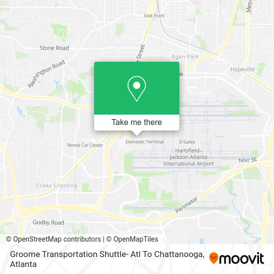 Groome Transportation Shuttle- Atl To Chattanooga map