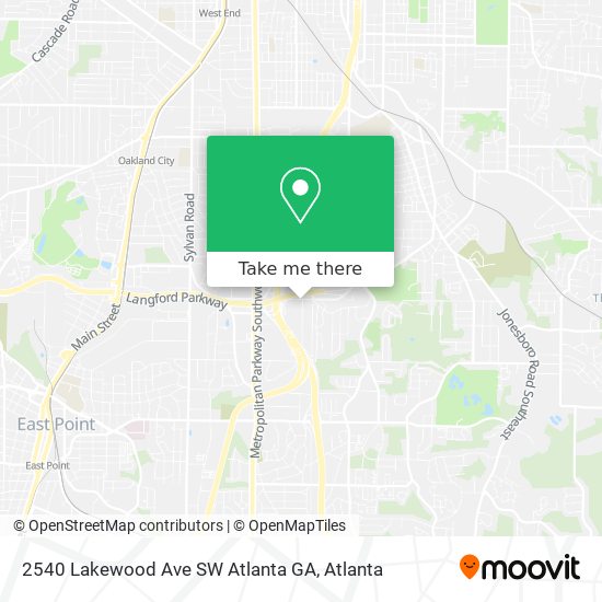 Mapa de 2540 Lakewood Ave SW Atlanta GA