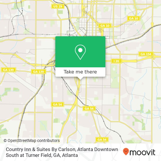 Mapa de Country Inn & Suites By Carlson, Atlanta Downtown South at Turner Field, GA