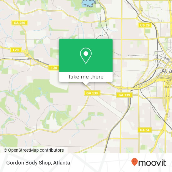 Mapa de Gordon Body Shop