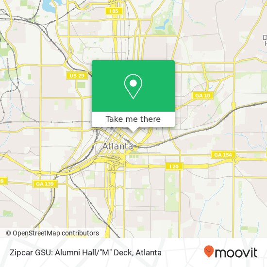 Zipcar GSU: Alumni Hall / "M" Deck map