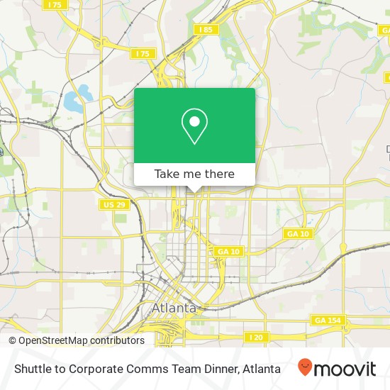 Mapa de Shuttle to Corporate Comms Team Dinner