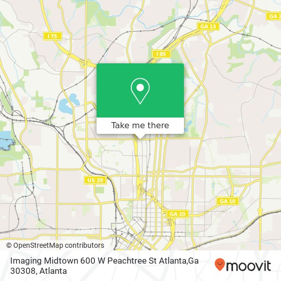 Mapa de Imaging Midtown 600 W Peachtree St Atlanta,Ga 30308