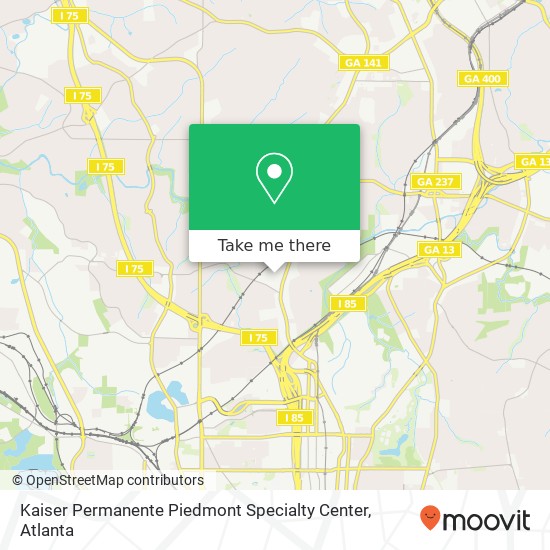 Mapa de Kaiser Permanente Piedmont Specialty Center