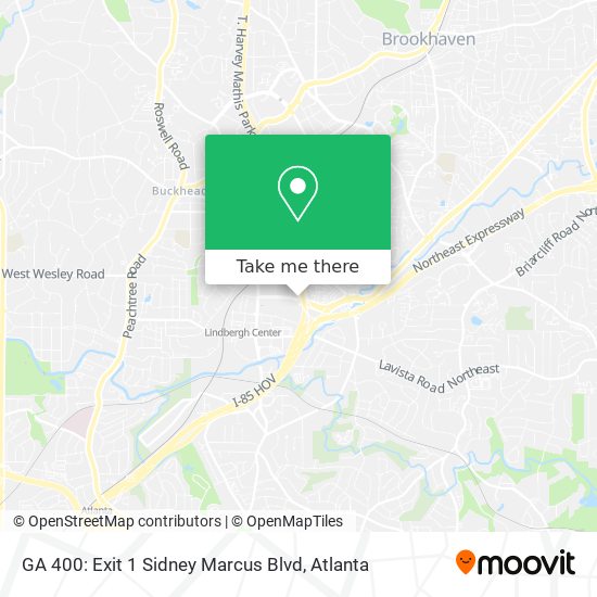 Mapa de GA 400: Exit 1 Sidney Marcus Blvd