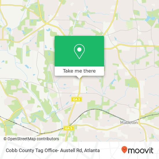 Mapa de Cobb County Tag Office- Austell Rd