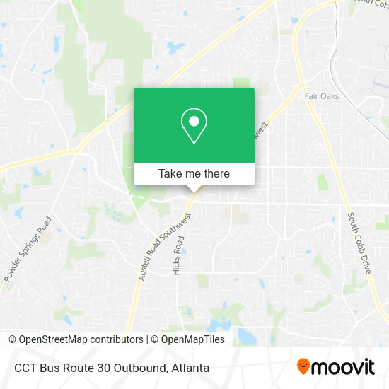 Mapa de CCT Bus Route 30 Outbound