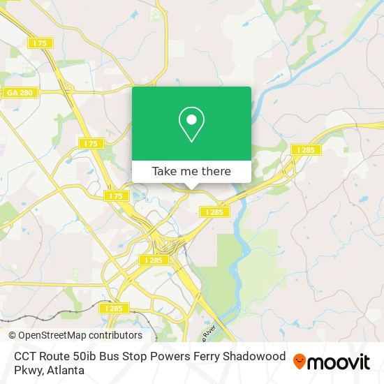 CCT Route 50ib Bus Stop Powers Ferry Shadowood Pkwy map