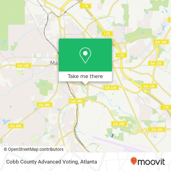 Cobb County Advanced Voting map
