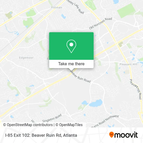 I-85 Exit 102: Beaver Ruin Rd map