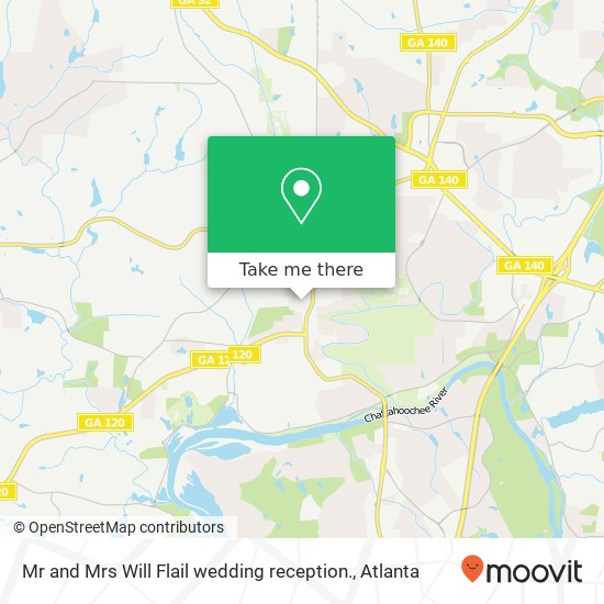 Mapa de Mr and Mrs Will Flail wedding reception.