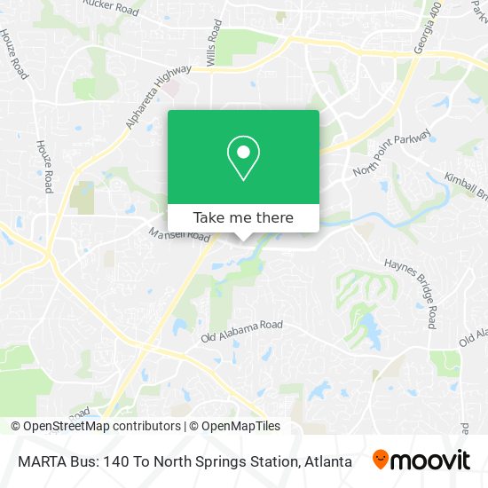 MARTA Bus: 140 To North Springs Station map