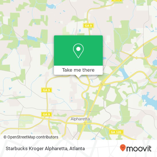 Mapa de Starbucks Kroger Alpharetta
