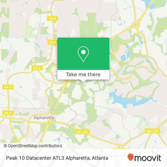 Mapa de Peak 10 Datacenter ATL3 Alpharetta