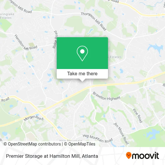 Premier Storage at Hamilton Mill map