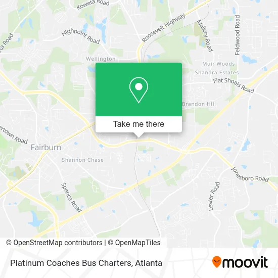 Platinum Coaches Bus Charters map