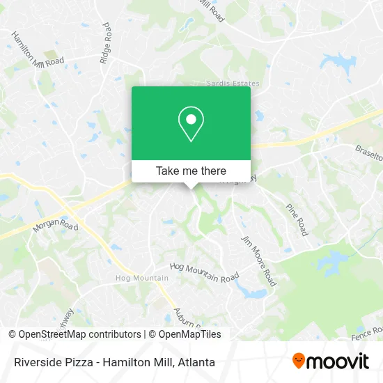 Riverside Pizza - Hamilton Mill map