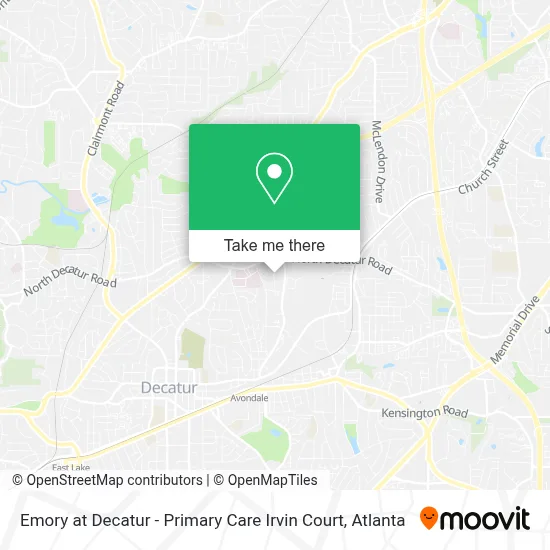 Emory at Decatur - Primary Care Irvin Court map