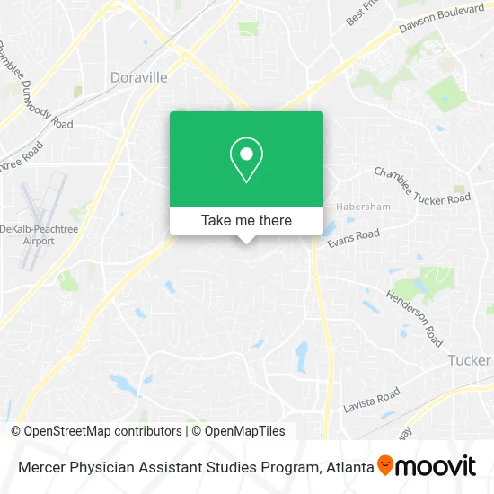 Mercer Physician Assistant Studies Program map