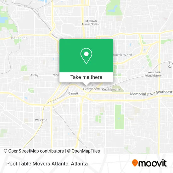 Pool Table Movers Atlanta map