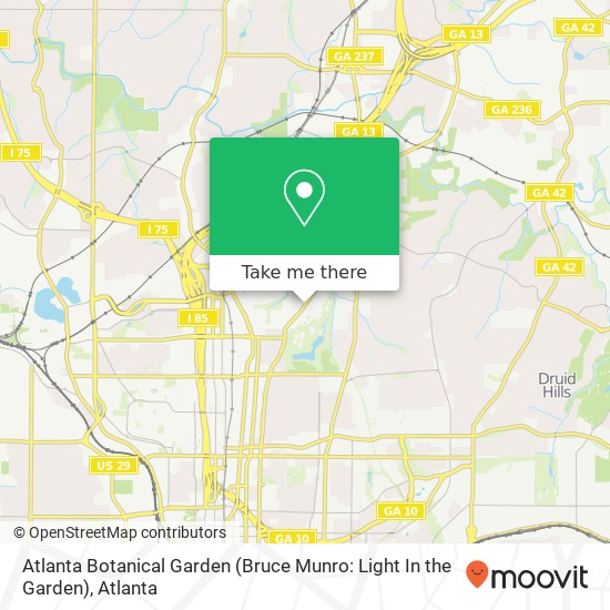 Atlanta Botanical Garden (Bruce Munro: Light In the Garden) map