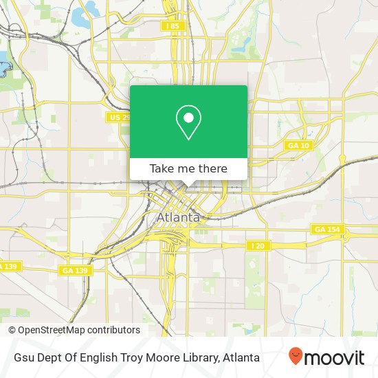 Mapa de Gsu Dept Of English Troy Moore Library