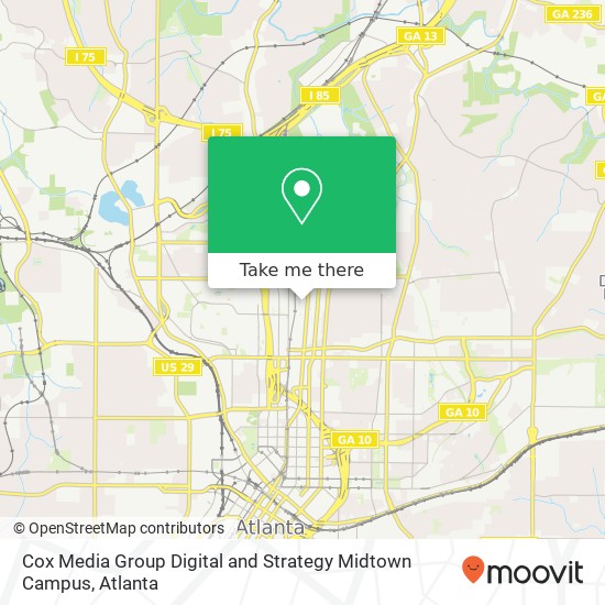 Mapa de Cox Media Group Digital and Strategy Midtown Campus