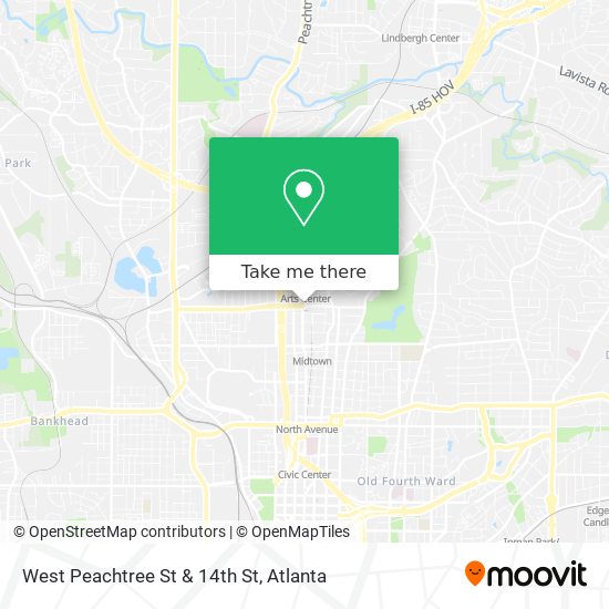 West Peachtree St & 14th St map
