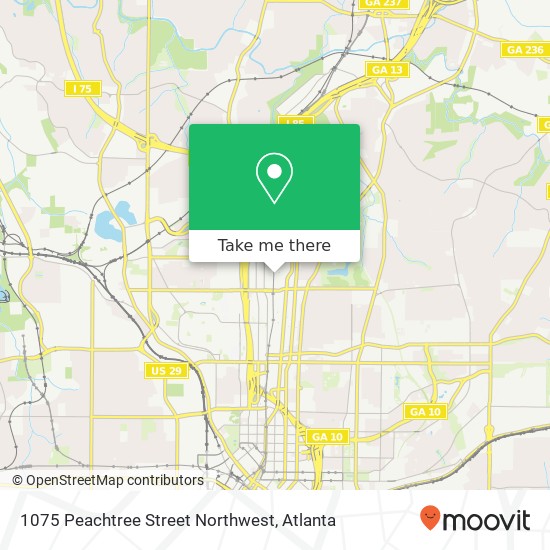 1075 Peachtree Street Northwest map