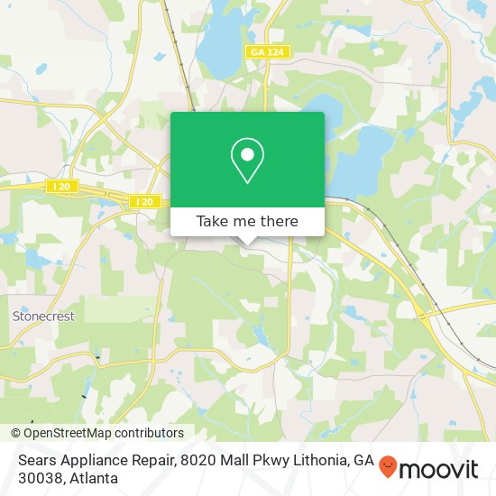 Sears Appliance Repair, 8020 Mall Pkwy Lithonia, GA 30038 map