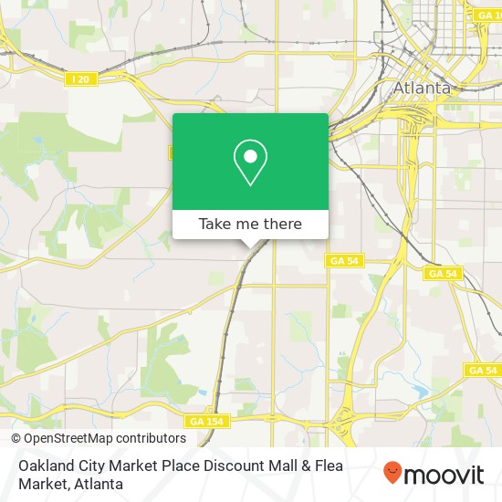 Mapa de Oakland City Market Place Discount Mall & Flea Market, 1149 Lee St SW Atlanta, GA 30310