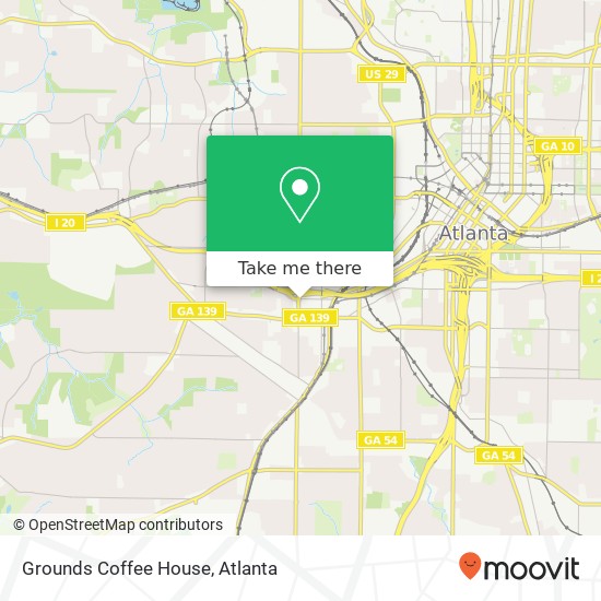 Mapa de Grounds Coffee House, 898 Oak St SW Atlanta, GA 30310