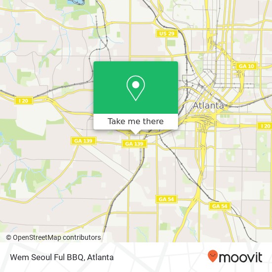Mapa de Wem Seoul Ful BBQ, 848 Oak St SW Atlanta, GA 30310