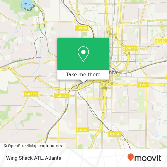 Mapa de Wing Shack ATL, 495 Whitehall St SW Atlanta, GA 30303