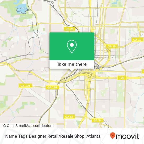 Mapa de Name Tags Designer Retail / Resale Shop, 299 Peters St SW Atlanta, GA 30313