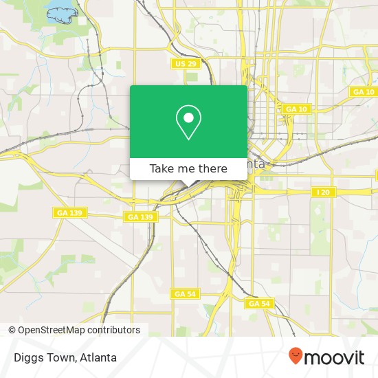 Mapa de Diggs Town, 495 Whitehall St SW Atlanta, GA 30303