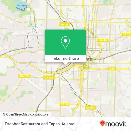 Mapa de Escobar Restaurant and Tapas, 327 Peters St SW Atlanta, GA 30313