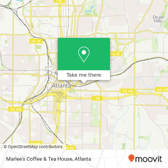 Mapa de Marlee's Coffee & Tea House, 349 Decatur St SE Atlanta, GA 30312