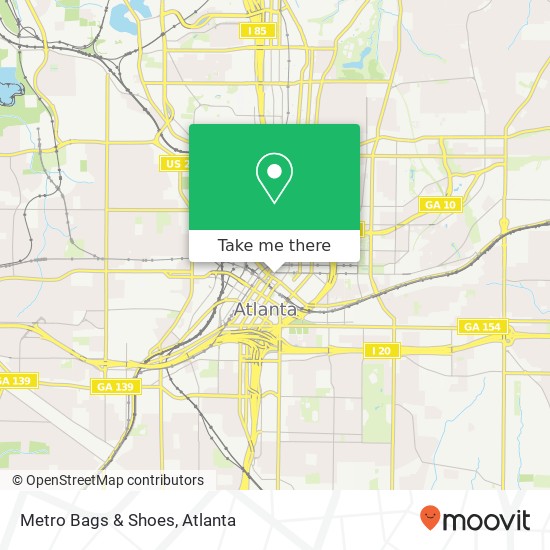 Mapa de Metro Bags & Shoes, 12 Park Pl South SE Atlanta, GA 30303