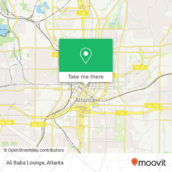 Mapa de Ali Baba Lounge, 54 Broad St NW Atlanta, GA 30303